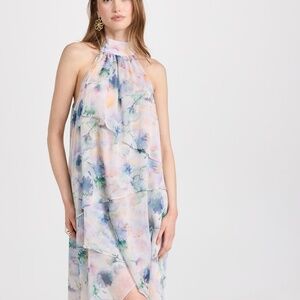 MISA Victorine Watercolor Ruffled Dress
